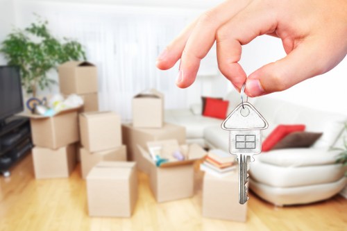 Packed flat move with furniture and boxes ready for transport in Customhouse