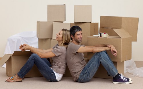 Local moving team handling furniture access in Customhouse
