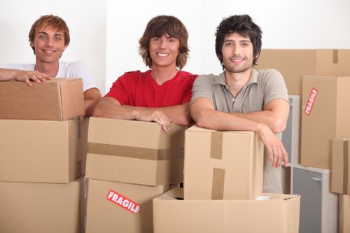 Apartment moving assistance with boxes and furniture in Customhouse