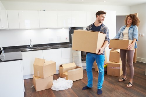 Commercial moving van for business equipment and local deliveries in Customhouse