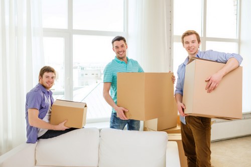 Packed boxes ready for a local house move in Customhouse