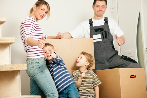 Packed moving items secured for transport